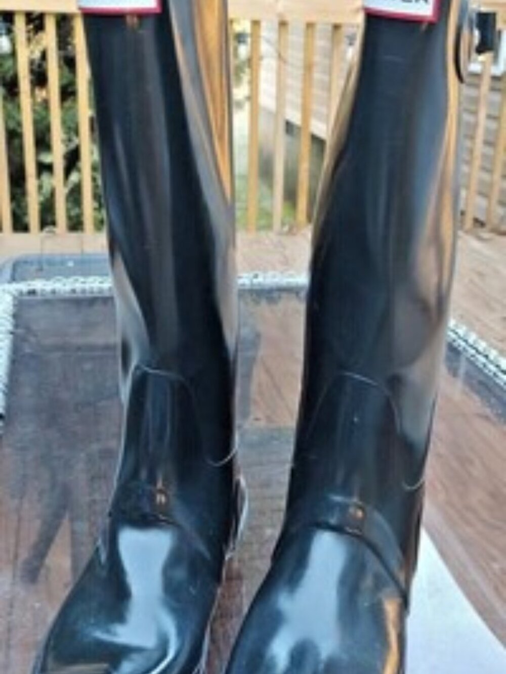 HUNTER Rain Boots Wellies Wellington Gumboots Glossy Black Size 7 Womens 6 Men